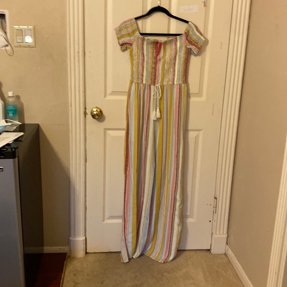 Target multicolored striped pastel jumpsuit. Off Xhilaration brand. Size S.